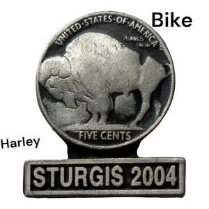 2004 STURGIS SOUTH DAKOTA HARLEY BIKE WEEK HAT VEST JACKET BUFFALO NICKEL PIN